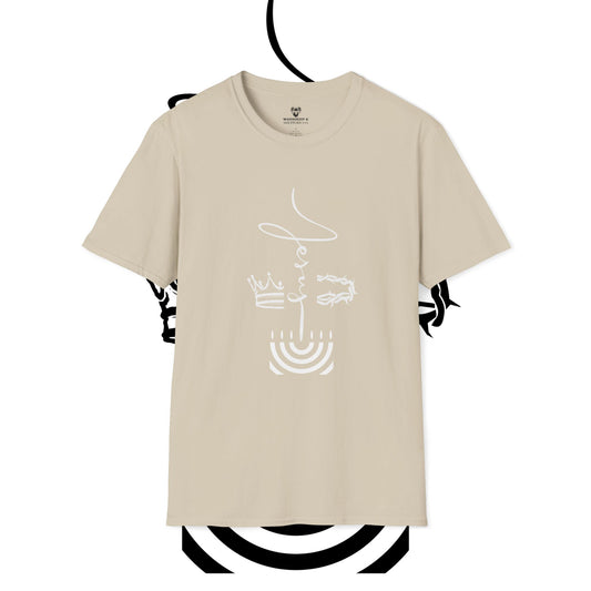 Artistically Designed Unisex Softstyle T-Shirt - Modern Crown & Wave Graphic